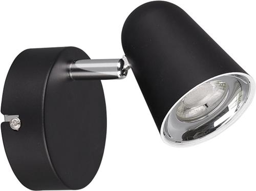 LED Wandspot - Trion Toluno - 3W - Warm Wit 3000K - 1-lichts - Rond - Mat Zwart - Kunststof