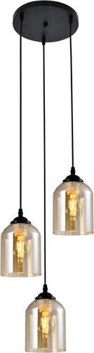 Hanglamp 3-lichts met amber glas - Kensi