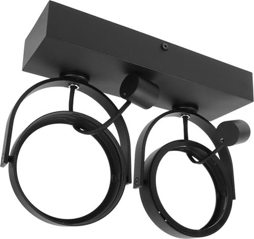 Dubbel Plafondspot armatuur - voor AR111 spots - GU10 fitting - Zwart - Aluminium