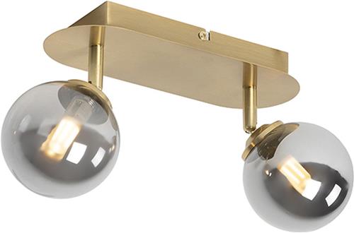 QAZQA athens - Landelijke Plafondspot | Spotje | Opbouwspot - 2 lichts - L 260 mm - Goud/messing - Woonkamer | Slaapkamer | Keuken