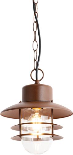 QAZQA shell - Industriele Hanglamp voor buiten - 1 lichts - Ø 21.6 cm - Roestbruin - Industrieel - Buitenverlichting