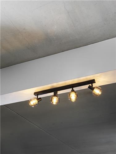 LEDVANCE Decor Spot Firefly Leuchte schwarz im Industrial Style, 4 x 2.8 W, 1000 lm, 2700 K, Gehäuse aus Metall und Glas, E14 Fassung, einfache Montage, dimmbare OSRAM Lampe inklusive