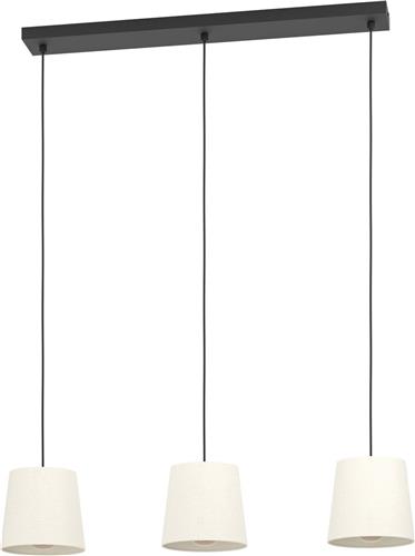 EGLO Febres Hanglamp - E27 - 88 cm - Zwart/Wit - Teddy stof