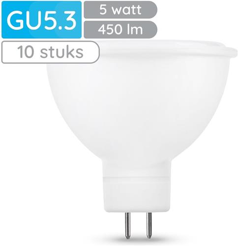 Modee GU5.3 LED Lamp 5W - 450lm - 2700K - Warm Wit - LED Spot MR16 - Vervangt 35W Halogeen Gloeilamp - 10 stuk