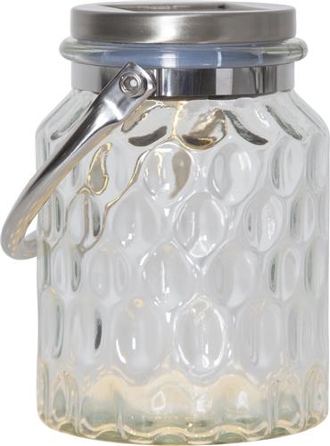 Star Trading Solar lantaarn Pireus, LED, buiten, glas, lantaarn, schemersensor, warm wit, 16 cm