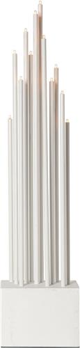 Star Trading kandelaar Buzz, wit, metaal, 12-pits, hout, 65,5cm