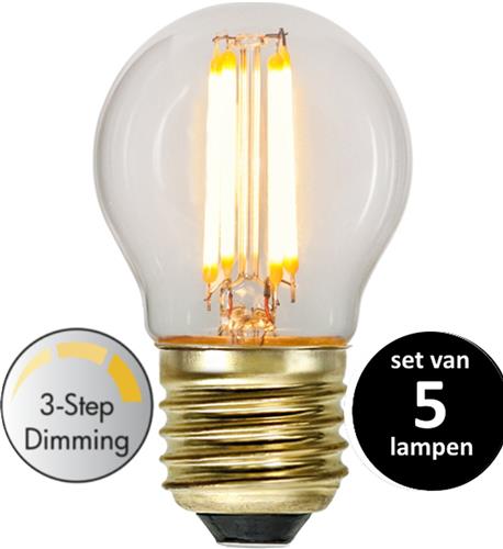 3 standen kogel led lamp  - 4W -Super Warm Wit (< 2200K) -Dimbaar met schakelaar -3 step dimming - set van 5
