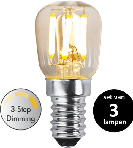 Star Trading LED Kogel Lamp lichtbron - E14 - 3 standen lamp - Warm Wit - 3000K - 2.5 Watt - vervangt 25W Halogeen - set van 3