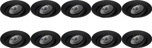 Spot Armatuur 10 Pack - Pragmi Uranio Pro - GU10 Inbouwspot - Rond - Zwart - Aluminium - Kantelbaar - Ø82mm
