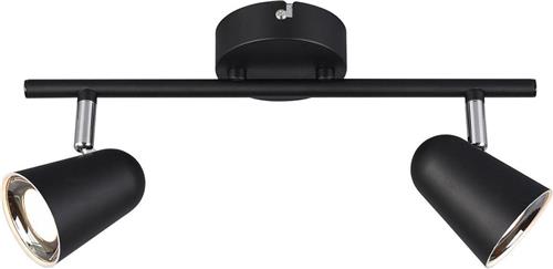 LED Plafondspot - Trion Toluno - 6W - Warm Wit 3000K - 2-lichts - Rechthoek - Mat Zwart - Kunststof