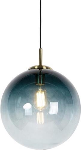 QAZQA pallon - Art Deco Hanglamp eettafel - 1 lichts - Ø 330 mm - Blauw - Woonkamer | Slaapkamer | Keuken