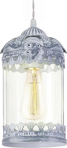 EGLO Vintage Langham - Hanglamp - 1 Lichts - Grijs-Blauw - Helder Glas