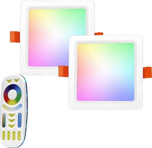 Milight RGBWW led vierkante down light 9 Watt set met afstandsbediening