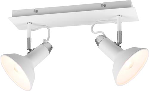 LED Plafondspot - Torna Rollo - E14 Fitting - 2-lichts - Rechthoek - Mat Wit - Aluminium