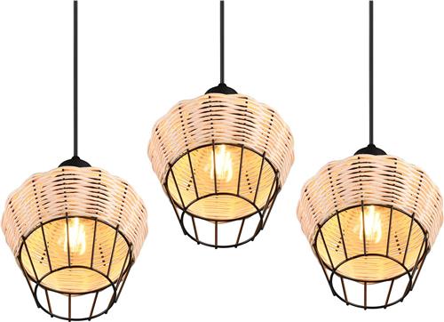 LED Hanglamp - Hangverlichting - Trion Bera - E27 Fitting - 3-lichts - Rond - Bruin - Aluminium