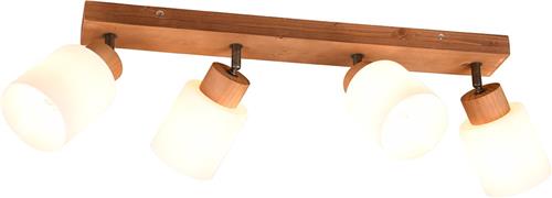 LED Plafondspot - Plafondverlichting - Torna Asmara - E14 Fitting - 4-lichts - Rechthoek - Mat Bruin - Hout