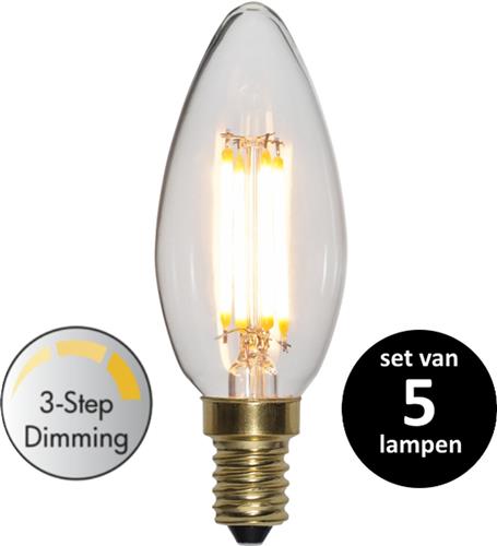 3 standen kaars led lamp  - 4W -Super Warm Wit (< 2200K) -Dimbaar met schakelaar -3 step dimming - set van 5