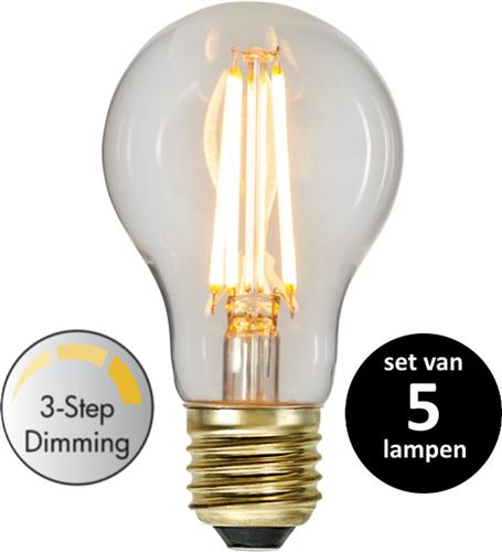 3 standen led lamp  - 6.5W -Super Warm Wit (< 2200K) -Dimbaar met schakelaar -3 step dimming - set van 5