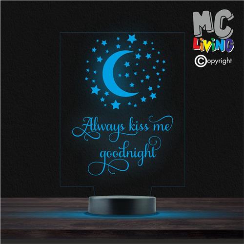 Led Lamp Met Gravering - RGB 7 Kleuren - Always Kiss Me Goodnight