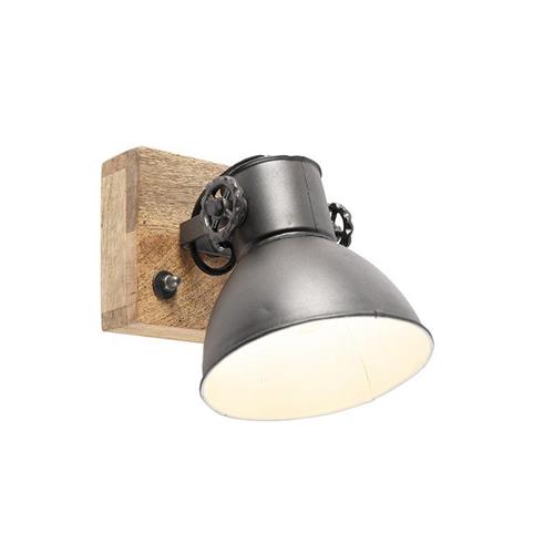 QAZQA mangoes - Industriele Plafondlamp - 1 lichts - Ø 180 mm - Donkergrijs - Industrieel - Woonkamer | Slaapkamer | Keuken