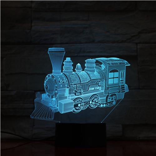 3D Led Lamp Met Gravering - RGB 7 Kleuren - Locomotief