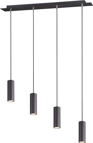 LED Hanglamp - Torna Mary - GU10 Fitting - 4-lichts - Rond - Mat Zwart Aluminium