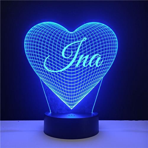 3D LED Lamp - Hart Met Naam - Ina