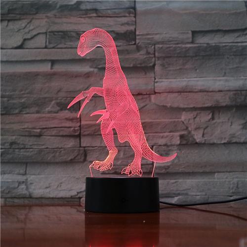 3D Led Lamp Met Gravering - RGB 7 Kleuren - Dinosaurus