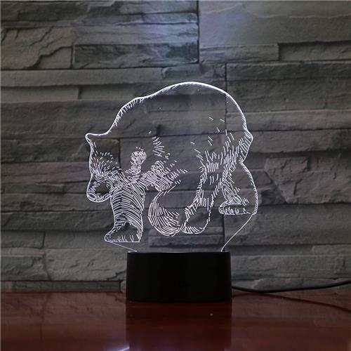 3D Led Lamp Met Gravering - RGB 7 Kleuren - Beer