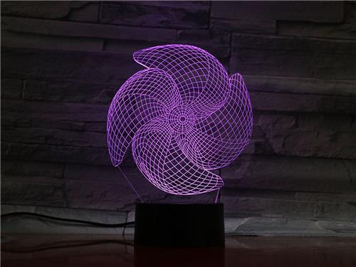 3D Led Lamp Met Gravering - RGB 7 Kleuren - Propellor