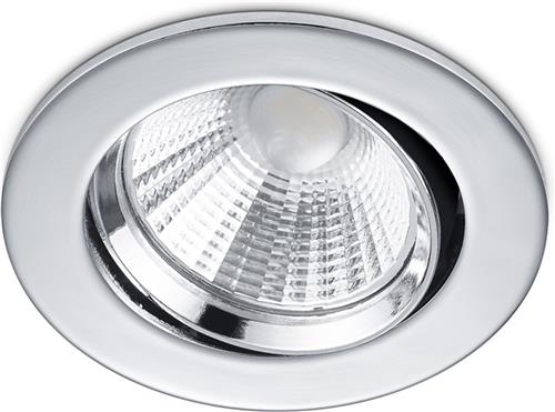 LED Spot - Inbouwspot - Torna Paniro - Rond 5W - Dimbaar - Warm Wit 3000K - Mat Chroom - Aluminium - Ø80mm