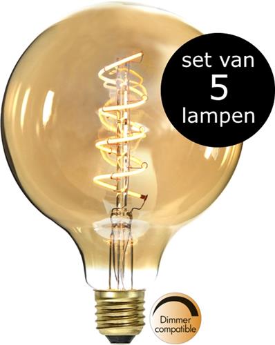 Star Trading - 5-Pack | LED - G125 Bol - E27 - 3.2W - Super Warm Wit - 2200K - Dimbaar