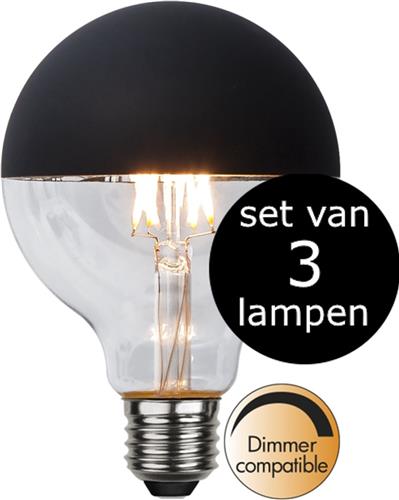 Star Trading - 3-Pack | LED - G95 Bol - E27 - 2.8W - Extra Warm Wit - 2700K - Dimbaar
