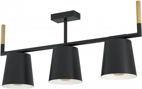 EGLO Lacey plafondlamp - E27(excl) - 78 cm - Hout/Staal - Zwart/Bruin
