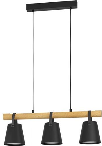 EGLO Boyle Hanglamp - E27 - 78 cm - Zwart/Bruin/Wit