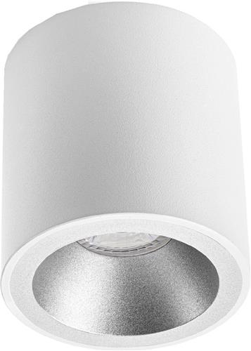 Opbouwspot GU10 - Proma Cliron Pro - Opbouw Rond - Mat Wit/Zilver - Aluminium - Verdiept - Ø90mm