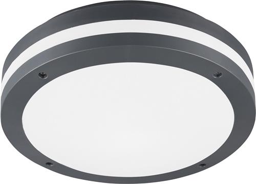 LED Plafondlamp - Trion Keraly - Opbouw Rond - Bewegingssensor - Waterdicht - 12W - Mat Antraciet - Kunststof