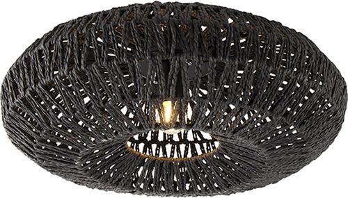 QAZQA lina - Retro Plafondlamp - 1 lichts - Ø 50 cm - Zwart - Woonkamer | Slaapkamer | Keuken