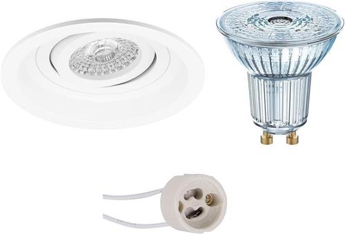 LED Spot Set - OSRAM Parathom PAR16 940 36D - Pragmi Domy Pro - GU10 Fitting - Dimbaar - Inbouw Rond - Mat Wit - 3.7W - Natuurlijk Wit 4000K - Verdiept - Kantelbaar - Ø105mm