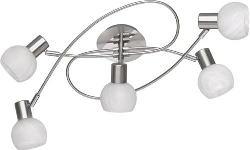 LED Plafondspots - Torna Antiniba - E14 Fitting - 5-lichts - Rond - Mat Nikkel - Aluminium