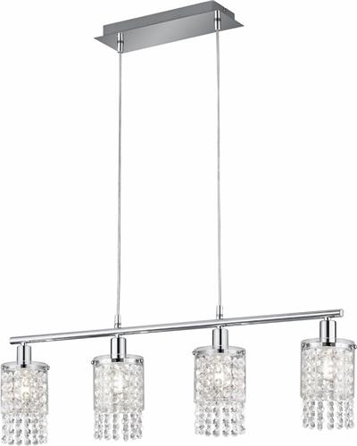 LED Hanglamp - Hangverlichting - Torna Pocino - E14 Fitting - 4-lichts - Rechthoek - Mat Chroom - Aluminium