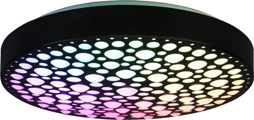 LED Plafondlamp - Plafondverlichting - Trion Carol - 22W - Aanpasbare Kleur - RGB - Afstandsbediening - Dimbaar - Rond - Mat Zwart - Kunststof