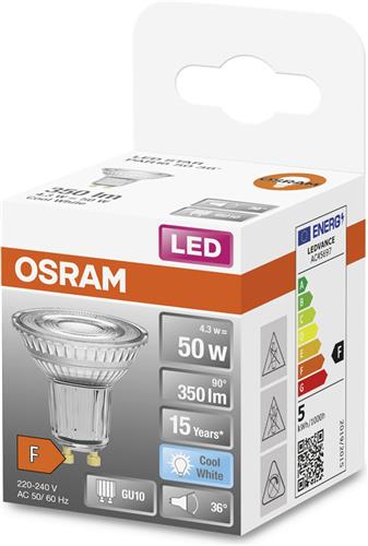 OSRAM 4058075112582 LED-lamp Energielabel F (A - G) GU10 Reflector 4.5 W = 50 W Koudwit (Ø x l) 50 m