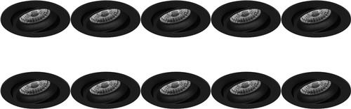 Spot Armatuur 10 Pack - Proma Delton Pro - GU10 Inbouwspot - Rond - Zwart - Aluminium - Kantelbaar - Ø82mm
