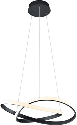 LED Hanglamp - Trion Source - 27.5W - Warm Wit 3000K - Dimbaar - Rond - Mat Zwart - Metaal