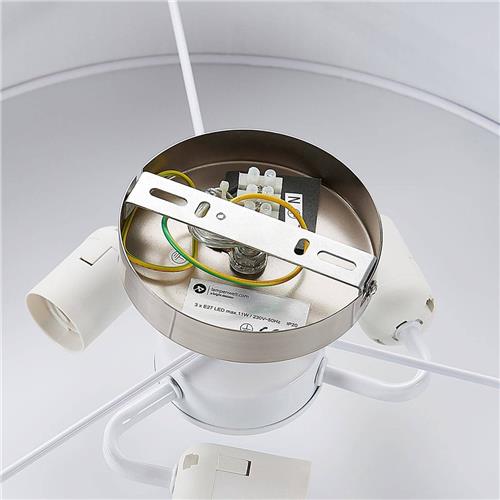 Lindby - plafondlamp - 3lichts - Stof, metaal - H: 17 cm - E27 - bruin, wit, mat nikkel