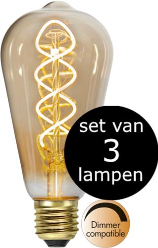 Star Trading - 3-Pack | LED - Druppel - Edison Lamp - E27 - 3.2W - Super Warm Wit - 2200K - Dimbaar