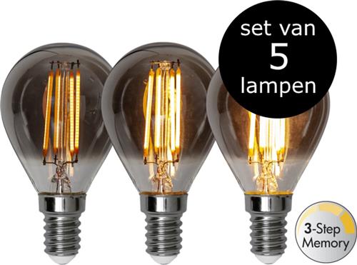 Star Trading - 5-Pack | LED - 3 standen - Standaard bol - E14 - 2.9W - Super Warm Wit - 2200K - Dimbaar