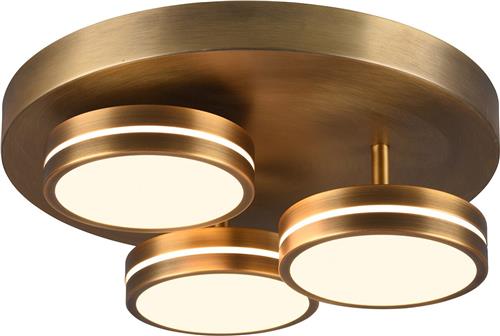 LED Plafondlamp - Plafondverlichting - Trion Franco - 25.5W - Warm Wit 3000K - 3-lichts - Dimbaar - Rond - Oud Brons - Aluminium