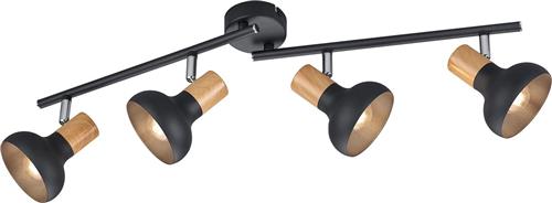LED Plafondspot - Trion Livori - E14 Fitting - 4-lichts - Rechthoek - Mat Zwart- Metaal